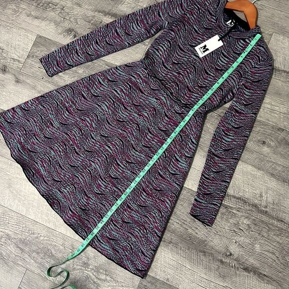 NWT M Missoni Multicolor Wool Blend Wave Long Sleeve Midi A-Line Womens Dress 38 - Picture 8 of 9